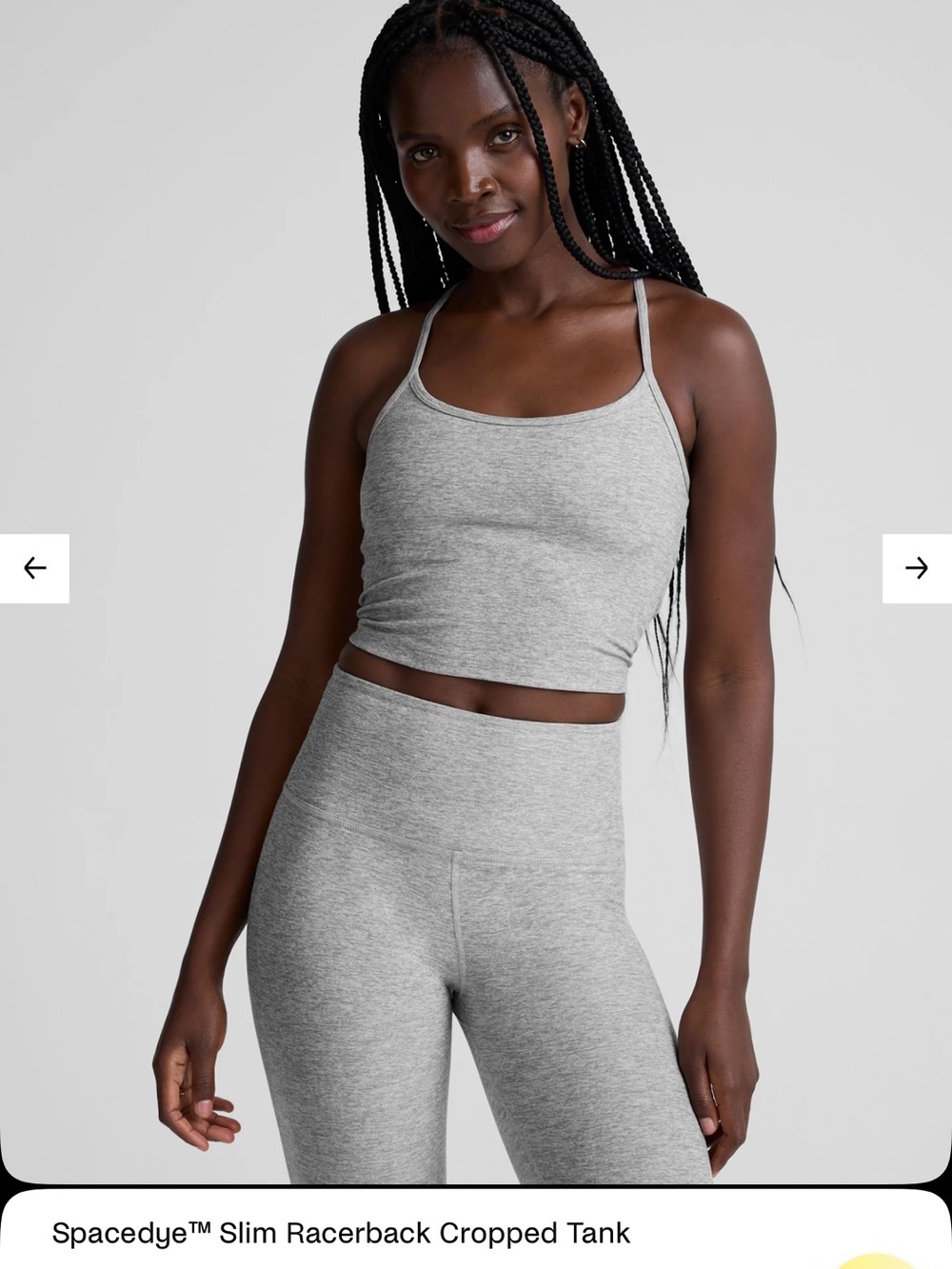 Beyond Yoga Spacedye Slim Racerback Cropped Tank - Heather Grey